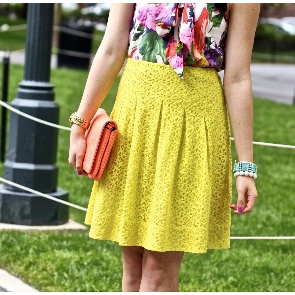 Anthropologie HD in Paris Neon Chartreuse Lace Dopamine Skirt Cottagecore 4